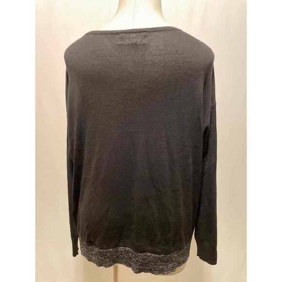 Size 2X Sejour Black and‎ Silver Print Casual Top - Picture 3 of 4